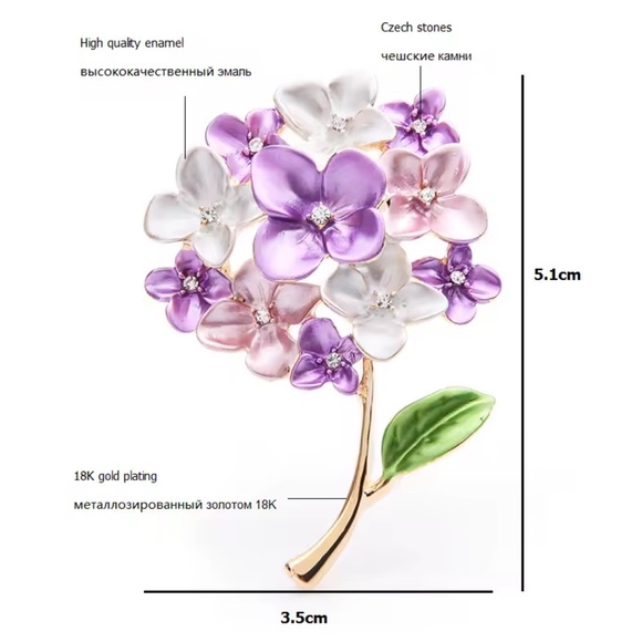 Vintage Floral Bouquet Brooch – Red White Flower Pin with Rhinestones - Picture 7 of 7